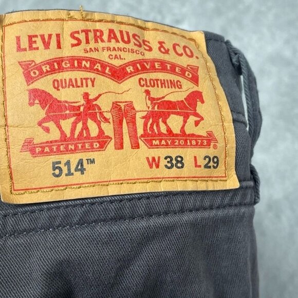 Levis 514 Mens Pants W38 L29 Straight Fit Stretch Black a0533 - Picture 6 of 8
